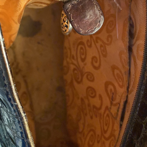 Brighton Shiny Croc-Embossed Shiny leather Brown Shoulder Bag - Picture 8 of 8